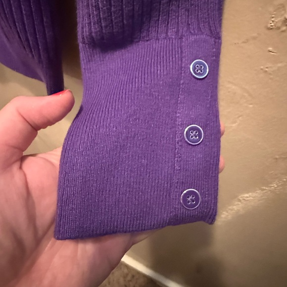 Talbots Purple Cowl Neck Sweater with Ribbed Knit - Picture 3 of 3